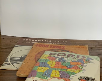 Ford Motor Company brochures and manuals. Set of 3. Published between 1950s-1970s.