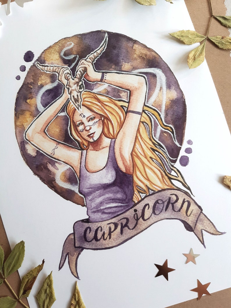 The witchy zodiac Capricorn zodiac gifts nature witch pagan | Etsy