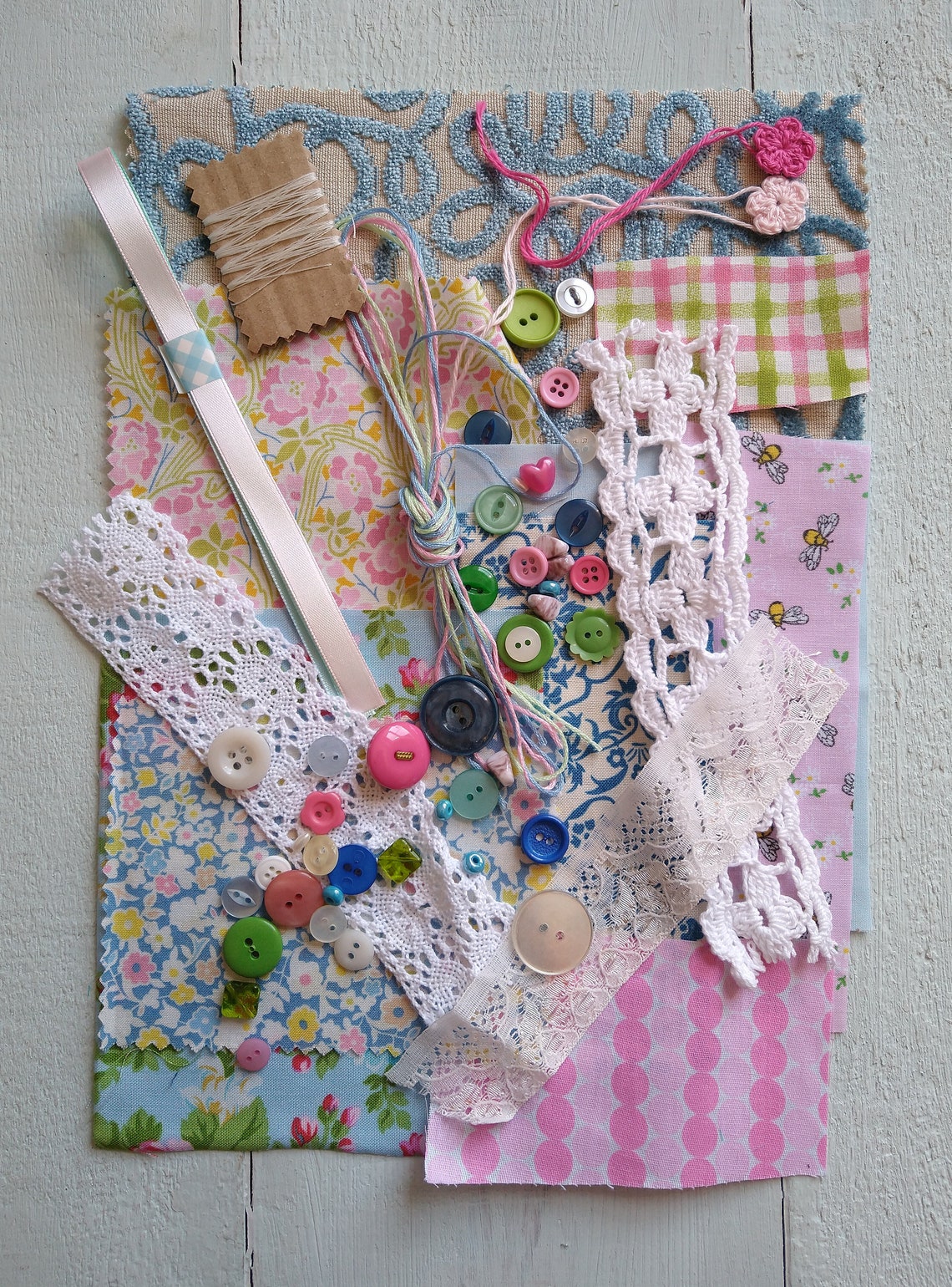 Sewing Kit, Slow Stitching Kit, Vintage and Modern, Collage Etsy UK