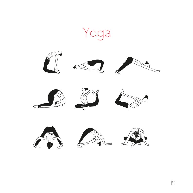 Yoga Poster Square Print Art Abstract White and Red Modern Print Minimalist Poster Wall Art Digital Print Minimal Painting Black
