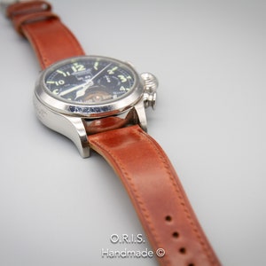 Shell Cordovan Leather Watch Band - Cognac 18MM / 20MM / 22MM / 24MM Leather Watch Strap for Panerai Rolex Breitling