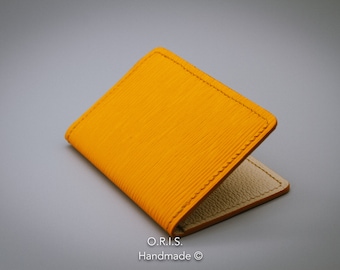 Portefeuille en cuir EPI abricot : porte-cartes de crédit unisexe mince