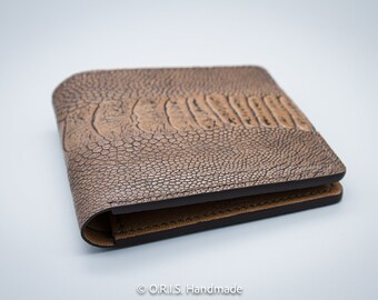 Ostrich Leather Wallet, Mens Wallet, Bifold Wallet, Custom Wallet, Handmade Wallet, Personalized Wallet