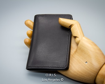 Cartera delgada de cuero, titular de tarjeta de crédito, cartera de bolsillo frontal, billetera pequeña, billetera personalizada de cuero Barénia, billetera delgada para mujeres, hombres