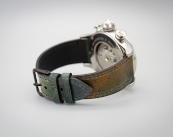 Correa de reloj Horween Shell Cordovan: correa de cuero negro jaspeado