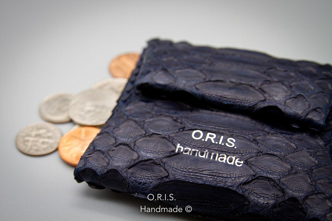Navy Blue Python Leather Coin Purse: Handmade Small Coin Pouch - Etsy