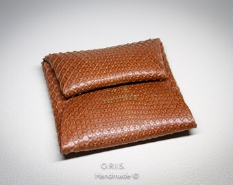 Porte-monnaie en cuir de python : petite pochette pour la monnaie faite main