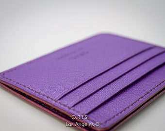 Cartera minimalista, cartera pequeña de cuero, cartera delgada, tarjetero, cartera grabada, cartera personalizada, cartera linda
