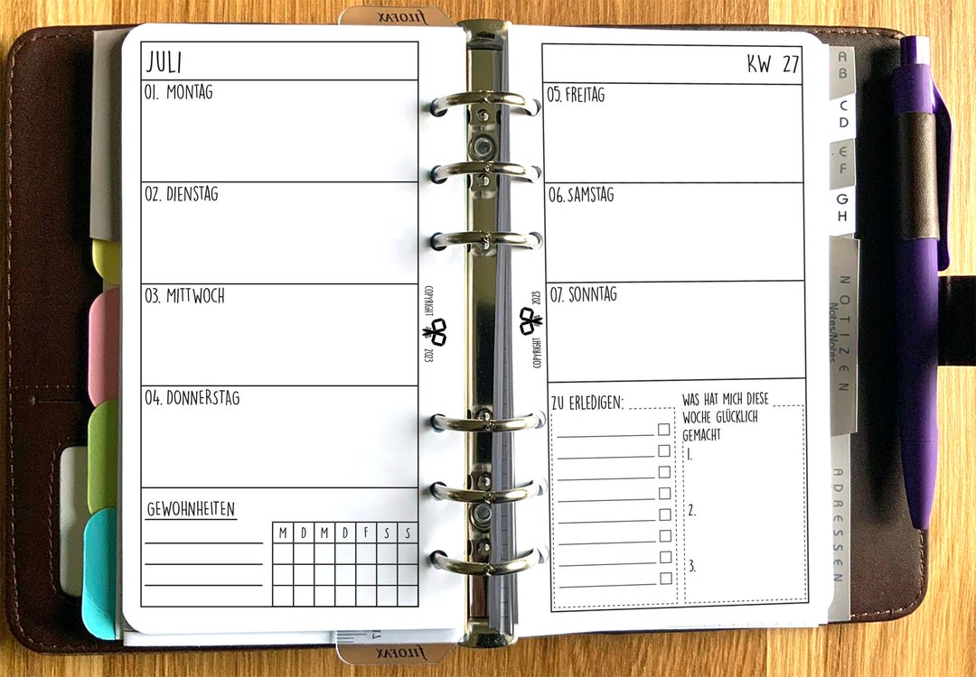 Calendar Insert Weekly Overview 2024 1W2S Passion Line - Etsy