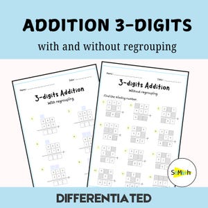 Math Worksheets - 3 Digit Addition Worksheets – With And Without Regrouping | Fun & Engaging Math Practice for Kids Printable