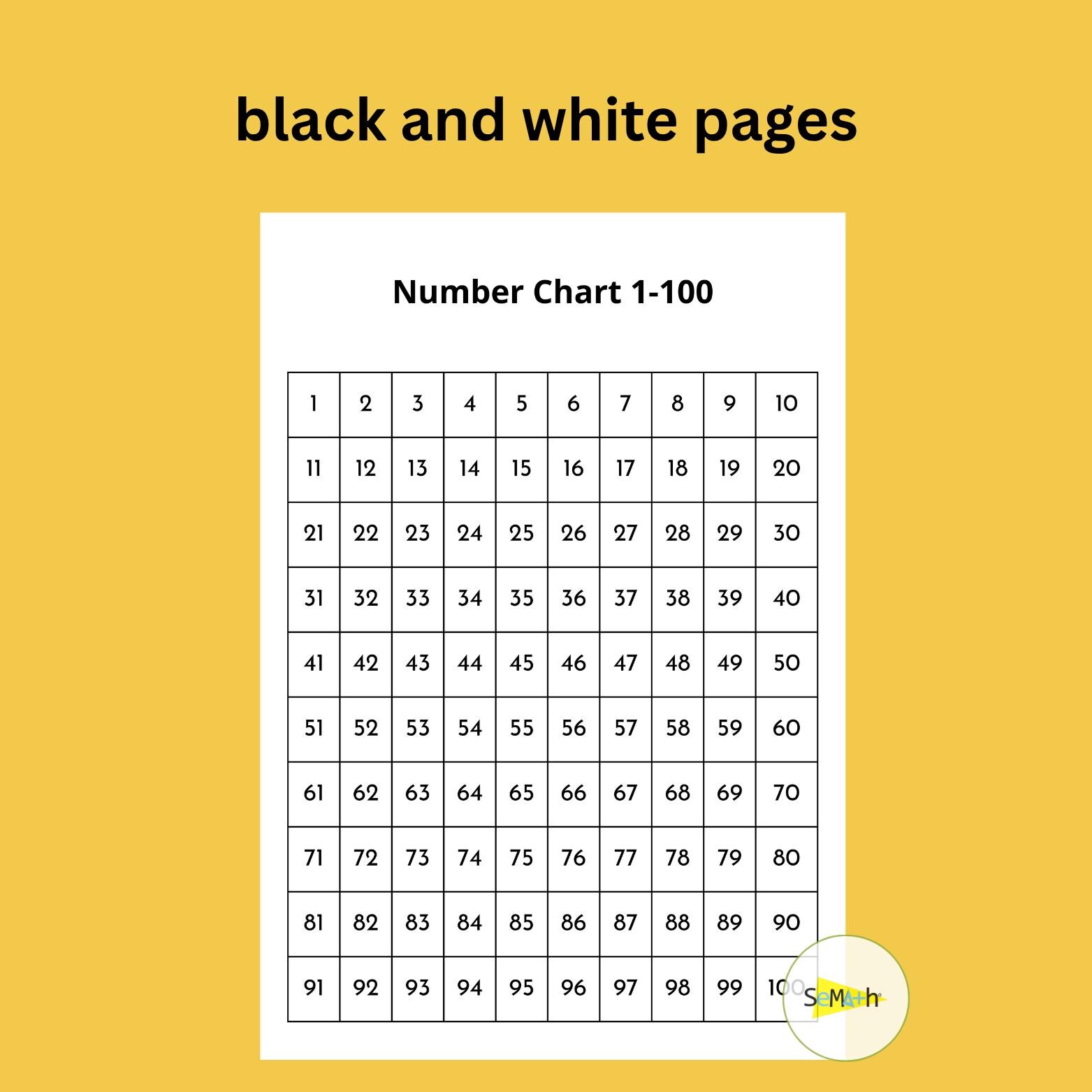 Number Chart 1-100: Teacher Classroom Homeschool Math Resource ...