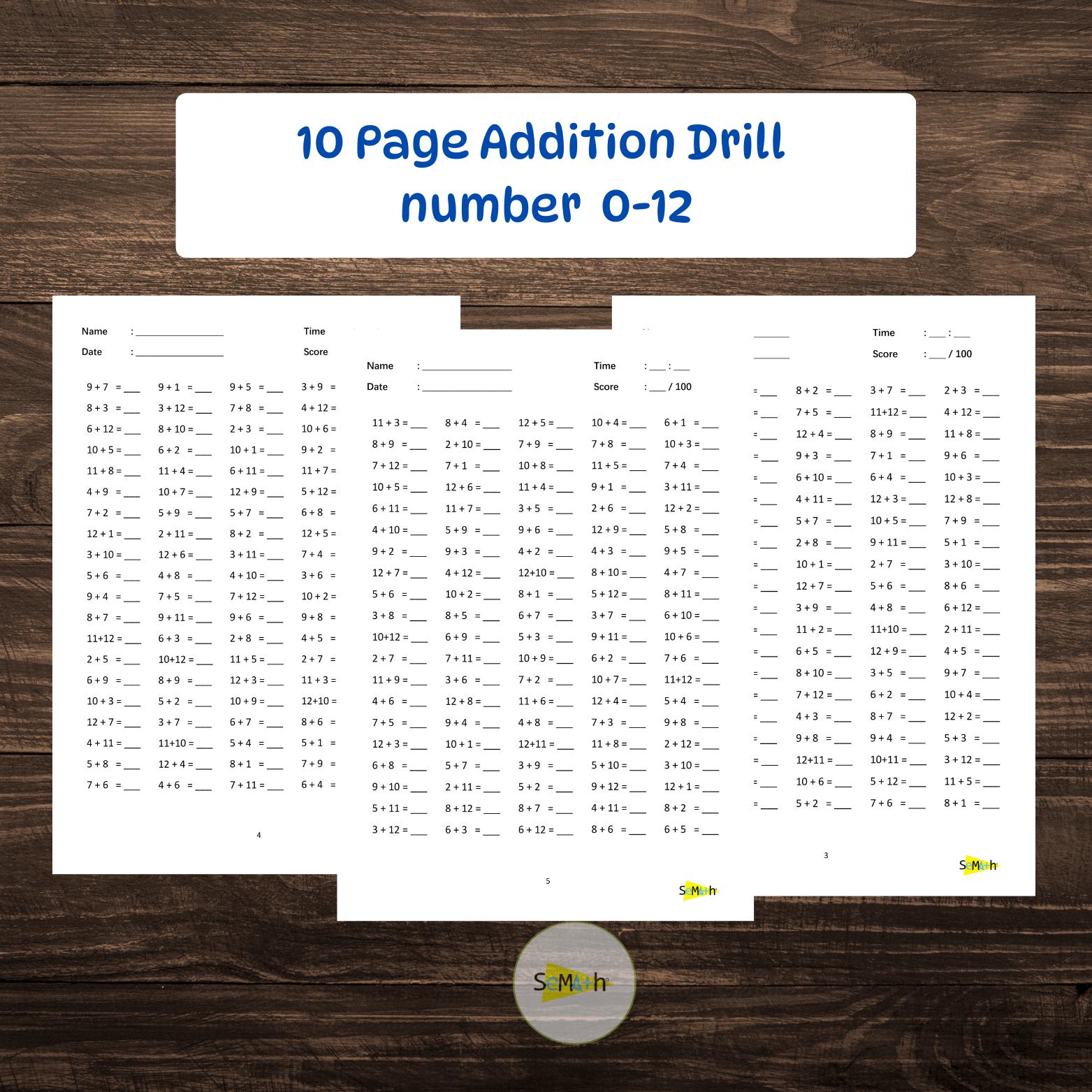 Addition Worksheets, Fill in the Blanks, Math Drills (PDF Pattern) - Etsy