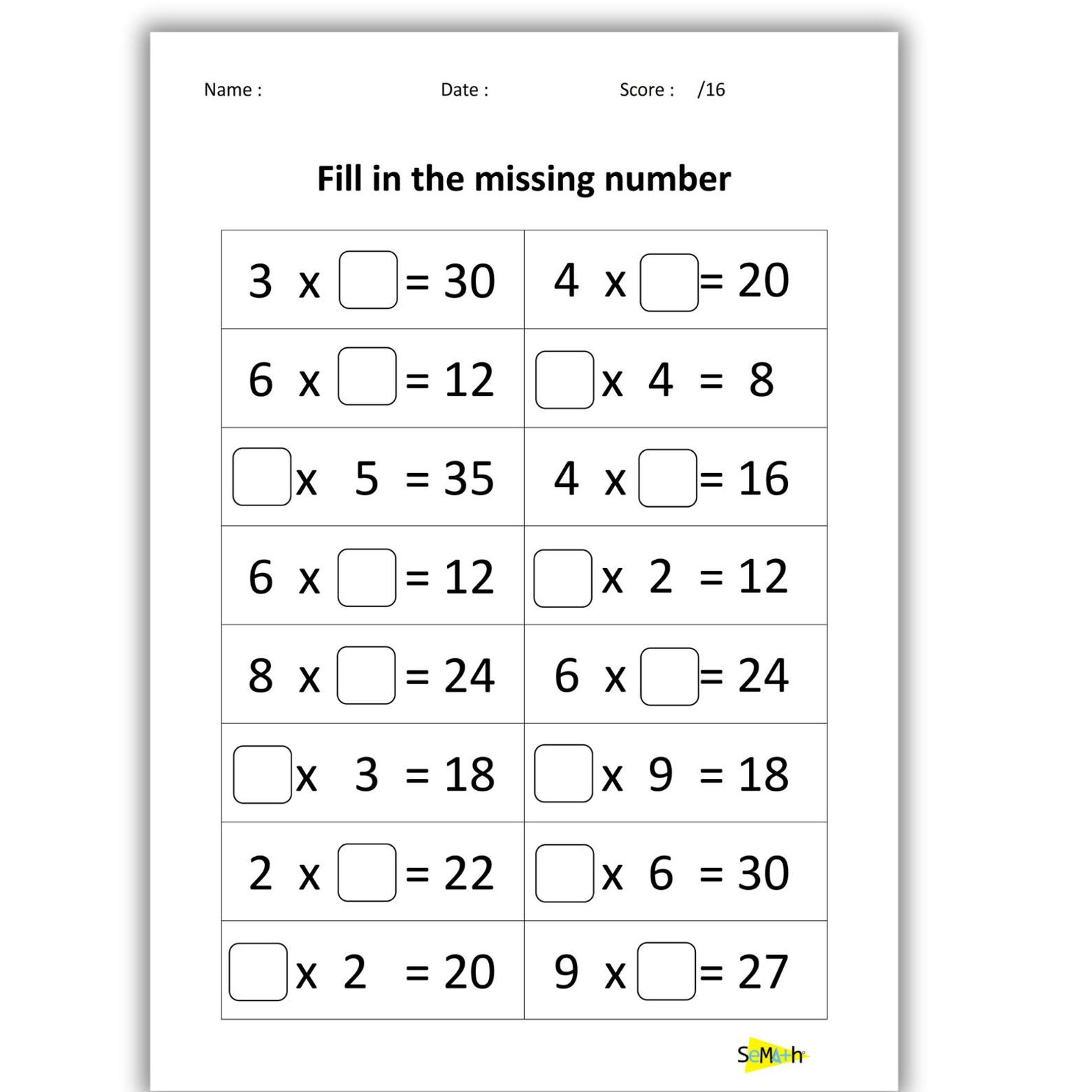 12 Printable Multiplication & Division Worksheets - Fill in the Missing ...