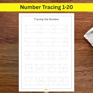 Printable number tracing 1-20 worksheets, traceable numbers, preschool worksheets, Kids and Kindergarten Tracing, Handwriting Practice