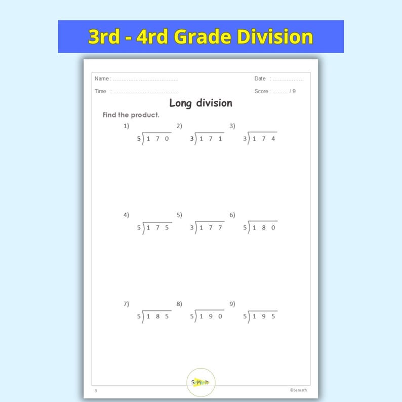 Long Division Worksheets: 90 Math Problems With Answer Key (PDF ...