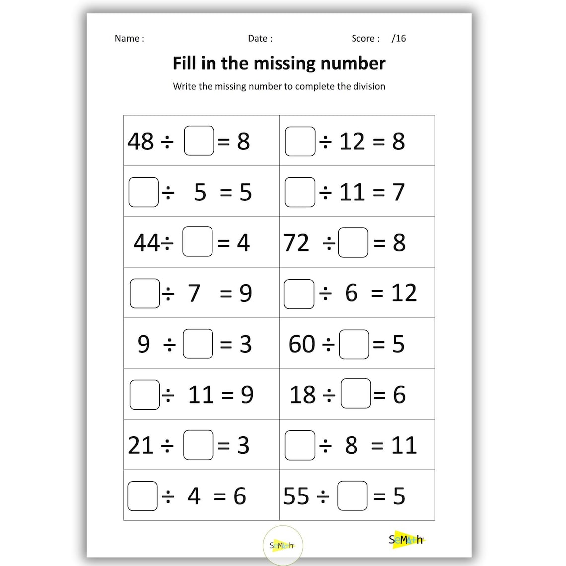 12 Printable Multiplication & Division Worksheets - Fill in the Missing ...