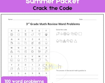3rd Grade Math Review Summer Packet | Crack the Code Math Worksheets | Summer Activity | End of Year Math Review | Printable PDF