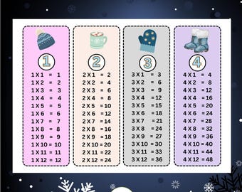 Winter Multiplication Chart 1-12: Homeschool Math (PDF Printable)
