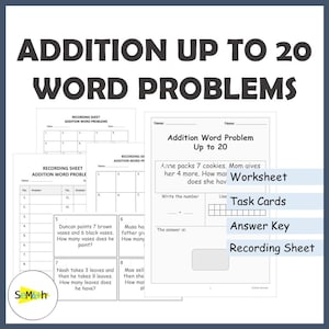 Addition Word Problems: Math Worksheets for Grade 1 (PDF Pattern)