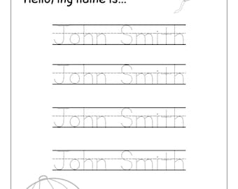 Pre-K Custom Name Tracing Worksheet, Summer Activity PDF