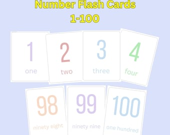 Number Flash Cards 1-100, Count to 100, Preschool Counting Flash Cards ...