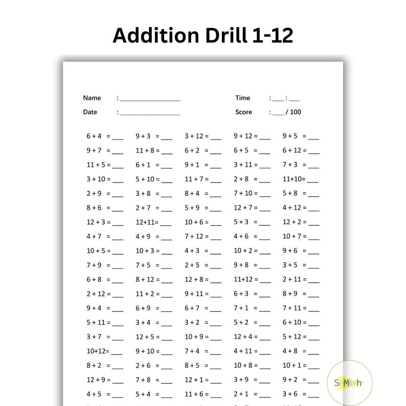 10 Printable Addition Worksheets, Fill in the Blanks - Single and ...