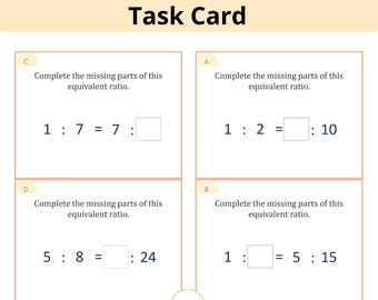Equivalent Ratios Task Cards | 5th 6th Grade Math Practice (PDF)