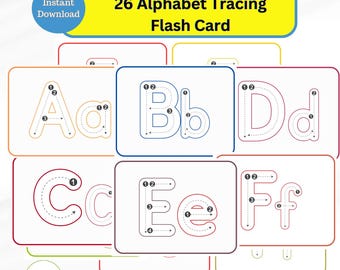 Alphabet Tracing Cards Printable, ABC Flashcards, ABC cards handwriting practice, Uppercase Lowercase Letter Tracing, Preschool Curriculum
