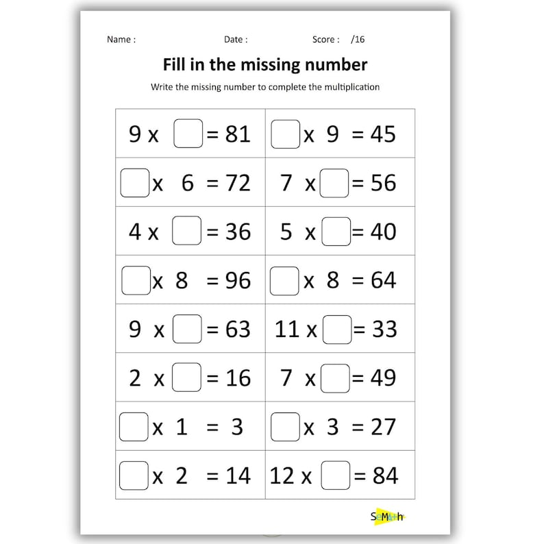 12 Printable Multiplication & Division Worksheets - Fill in the Missing ...