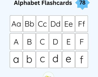 Cartes alphabet imprimables - Apprentissage majuscules et minuscules, 78 cartes ABC en noir et blanc, format A4