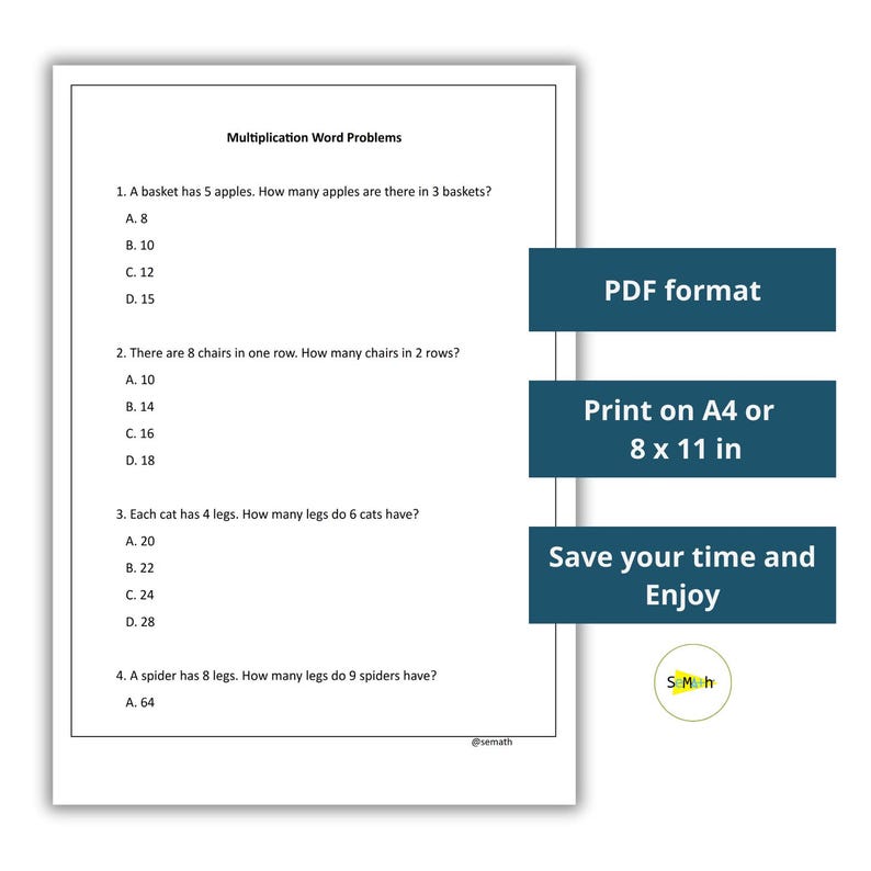 3rd Grade Math Word Problems, Printable Multiplication & Division ...
