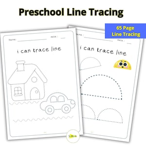 Bundel met 65 overtrekwerkbladen (pdf) | Voorschoolse tracering | Afdrukbare activiteiten voor kinderen | Pre-handschrift | Pdf-download