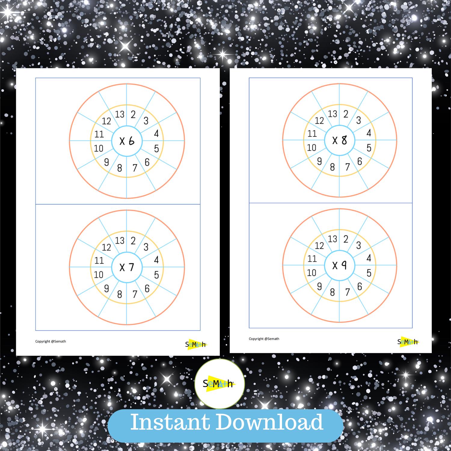 Multiplication Wheel and Worksheets 2 to 13, Printable Multiplication ...