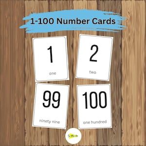 1-100 Number Cards, Number Flash Cards 1-100, Count to 100, Printable Number Flash Cards for Toddlers and Preschoolers, Instant Download