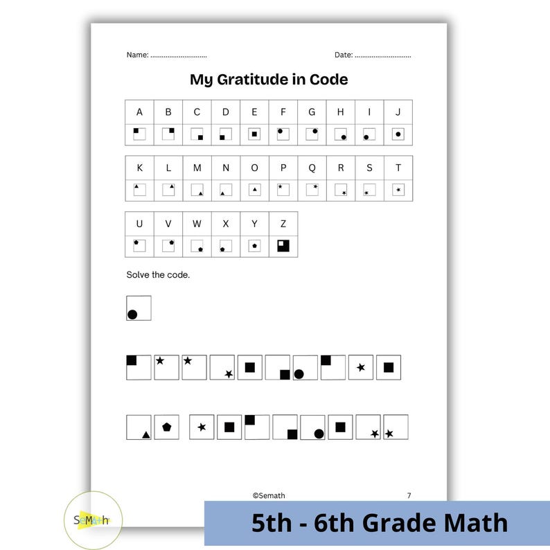 Gratitude Code Worksheet | Secret Code Activity for Kids, Classroom Printable, Thanksgiving
gratitude challenge, gratitude list, sunday school game, printable game, family game, holiday game, icebreaker game, party games, office games, therapy tools, geometry worksheets, shape worksheets, maths worksheets, area and perimeter, printable math, 4th grade math, 5th grade math, homeschool print, classroom activity, math activities, geometry for kids, perimeter worksheet, area worksheet