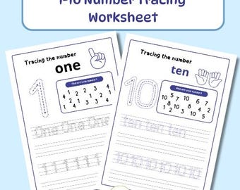 Number Tracing Worksheets 1–10, Preschool Math and Counting, Handwriting Practice, Printable PDF