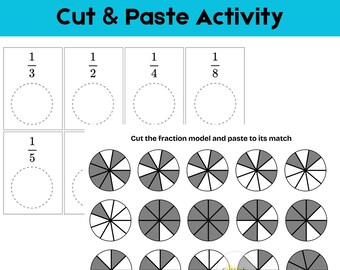 Fractions Matching Activity | Cut and Paste Fraction | 3rd-4th Grade Math (PDF Printable)