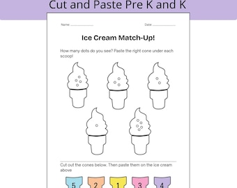 Kindergarten Math Activities | Summer Cut & Paste Counting 1–10 | Preschool Curriculum