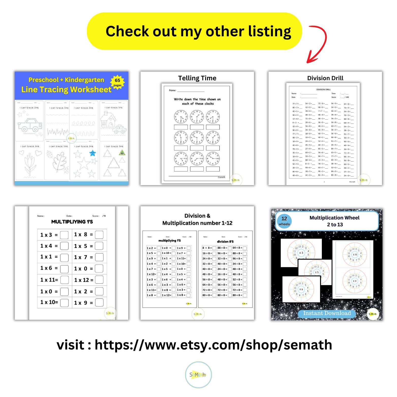 Printable Multiplication Worksheets: Maths Drills for Kids Single Digit ...