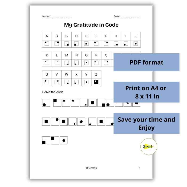 Gratitude Code Worksheet | Secret Code Activity for Kids, Classroom Printable, Thanksgiving
gratitude challenge, gratitude list, sunday school game, printable game, family game, holiday game, icebreaker game, party games, office games, therapy tools, geometry worksheets, shape worksheets, maths worksheets, area and perimeter, printable math, 4th grade math, 5th grade math, homeschool print, classroom activity, math activities, geometry for kids, perimeter worksheet, area worksheet, third grade