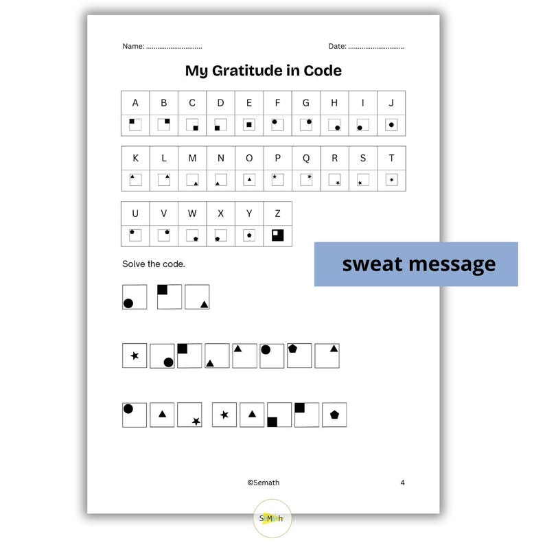 Gratitude Code Worksheet | Secret Code Activity for Kids, Classroom Printable, Thanksgiving
gratitude challenge, gratitude list, sunday school game, printable game, family game, holiday game, icebreaker game, party games, office games, therapy tools, geometry worksheets, shape worksheets, maths worksheets, area and perimeter, printable math, 4th grade math, 5th grade math, homeschool print, classroom activity, math activities, geometry for kids, perimeter worksheet, area worksheet, activities