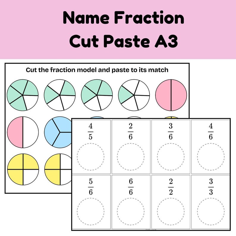 3rd Grade Fractions Cut and Paste Activity | Identifying & Naming ...