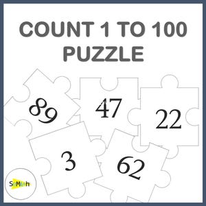 Interactive Counting Fun Game for Kids, Instant Download Puzzle 1-100, Number Counting 1-100 Printable Puzzle, teacher retirement, math