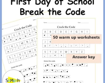 First Day of School Geometry Crack the Code Worksheets (PDF)