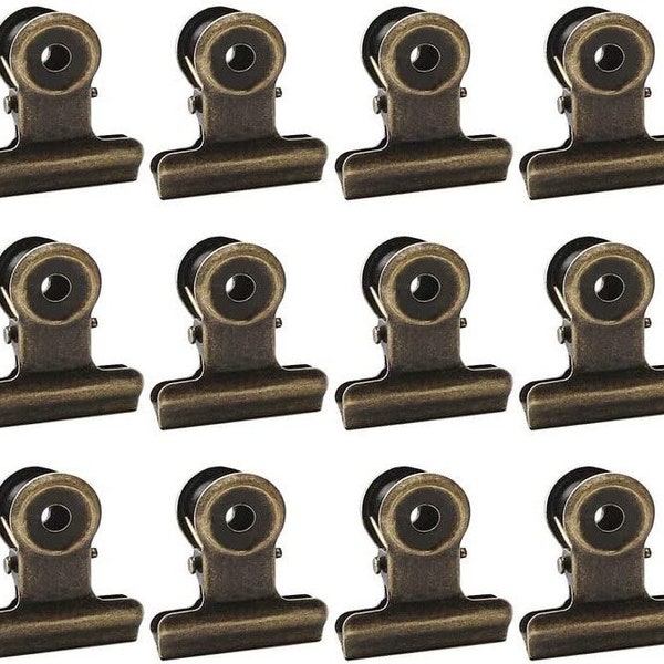 100 Pack - Bronze Bulldog Clip AND 100 wood screws, Small Metal Hinge Clips, Hole for photos, Tags, Bags, DIY Clip frame