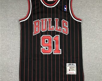 Retro Dennis Rodman #91 Chicago Bulls Basketball Jerseys Stitched Stripe 