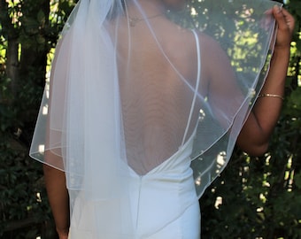 Veils, double tier or single tier, with crank edge, no waves, bridal edge, Italian tulle, on comb