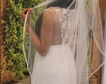 Bridal veil with delicate boho lace, elegant, high-quality lace on the edge, on comb, wedding, bridal, wedding, vail, bridal, boho, soft tulle