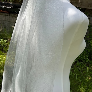 Glitzer Brautschleier, Glitzertüll, Einstufig, funkelnd, ivory, Glitter, schimmernd, Braut, Schleier, schlicht, Glitzerschleier