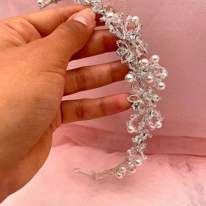 Diadem, Kopfschmuck Braut Hochzeit, Perlen, Hochzeit, Kopfschmuck Hochzeit Blumen, Kristall Krone, Kristall Tiara, Braut Diadem, hochwertig